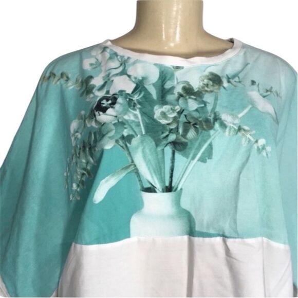 ZARA DOLMAN SLEEVE CINCH BACK FLORAL BLOUSE TOP LARGE - Picture 4 of 9